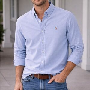 Vintage Ralph Lauren Men's Sky Blue Button Down Shirt